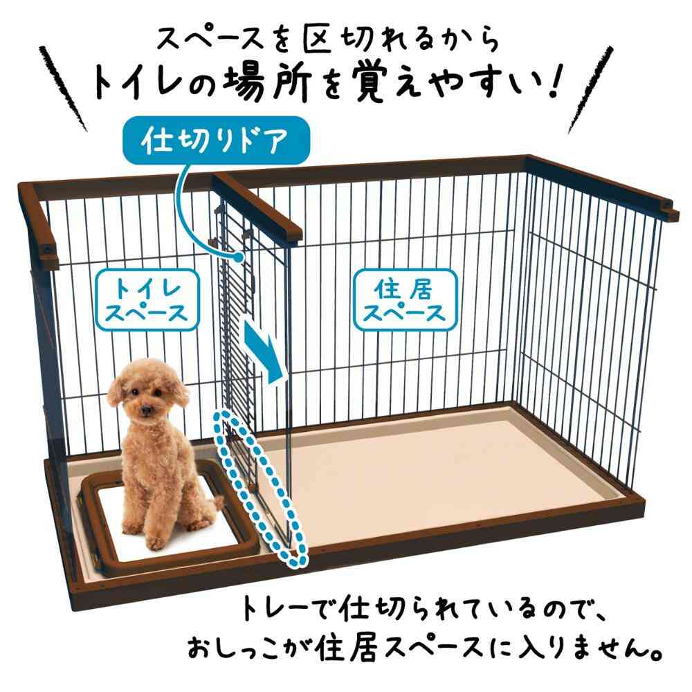 トイレのしつけが出来る ドッグルームサークル ブラウン ワイド 【直送