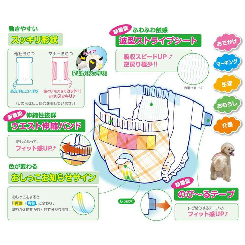 男の子＆女の子のためのマナーおむつ のび～るテープ SS 64枚 メーカー直送▼返品・キャンセル不可【他商品との同時購入不可】