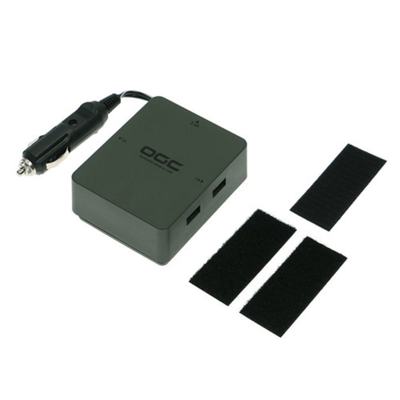 Amon USB 充电器 8627 ・本体（内置管式保险丝 10A）x 1 ・粘性魔术贴（公 x 1/母 x 2） ・使用说明书 x 1