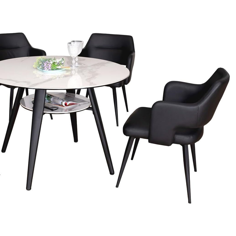 ダイニングチェア Olbia 固定式 ブラック 2脚セット　メーカー直送▼返品・キャンセル不可【他商品との同時購入不可】