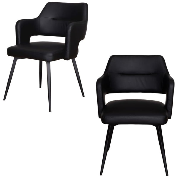ダイニングチェア Olbia 固定式 ブラック 2脚セット　メーカー直送▼返品・キャンセル不可【他商品との同時購入不可】