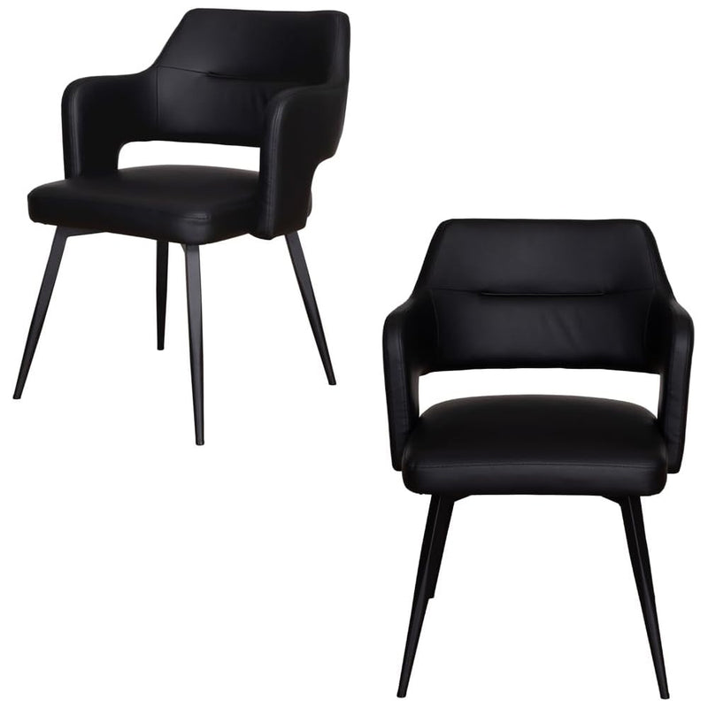 ダイニングチェア Olbia 固定式 ブラック 2脚セット　メーカー直送▼返品・キャンセル不可【他商品との同時購入不可】