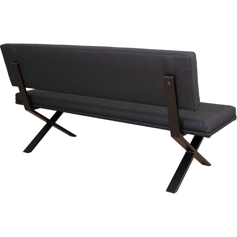 ダイニングベンチ Brescia PVC 背付 ブラック　メーカー直送　▼返品・キャンセル不可【他商品との同時購入不可】