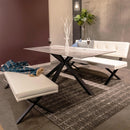 ダイニングベンチ Brescia PVC 背付 ホワイト　メーカー直送　▼返品・キャンセル不可【他商品との同時購入不可】