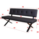 ダイニングベンチ Brescia PVC 背付 ホワイト　メーカー直送　▼返品・キャンセル不可【他商品との同時購入不可】