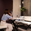 ダイニングベンチ Brescia PVC 背無 ホワイト　メーカー直送　▼返品・キャンセル不可【他商品との同時購入不可】