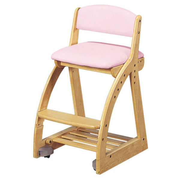 4ステップチェア 木製チェア ナチュラル×ライトピンク PVC メーカー直送 ▼返品・キャンセル不可【他商品との同時購入不可】