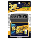 カシムラ 2連セパレートソケットPD30W／リバーシブルUSB自動判定 KX247