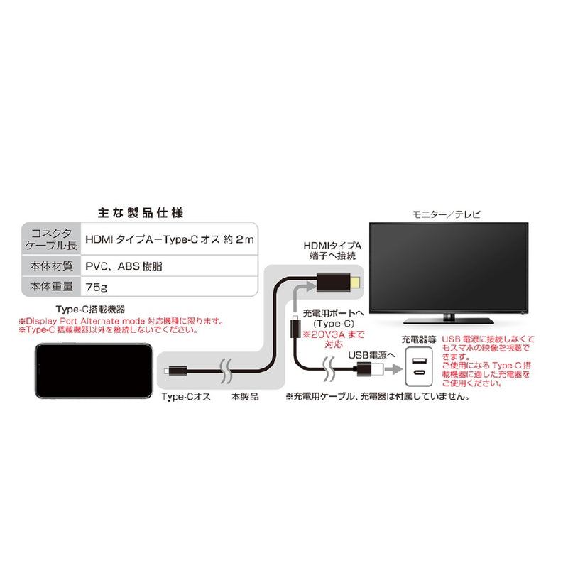 Kashimura HDMI conversion cable Type-C only 4K KD222