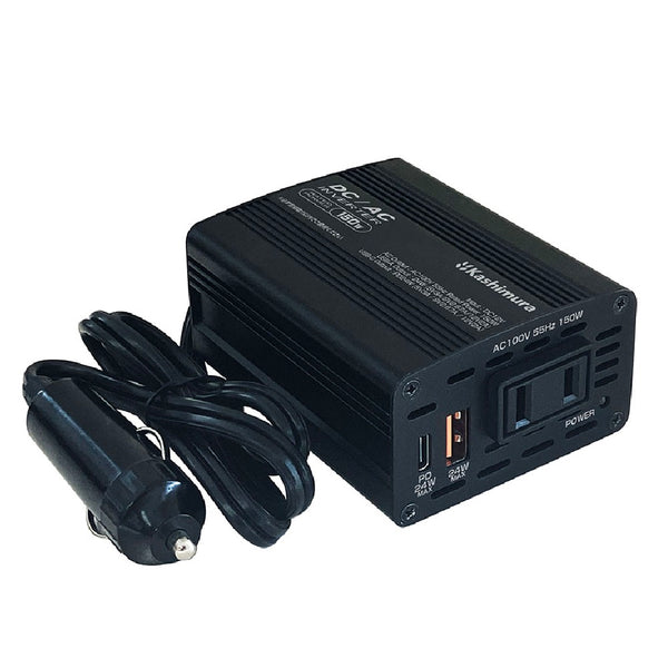 カシムラ DC/ACインバｰタｰ150W+USB-A/USB-C KD262