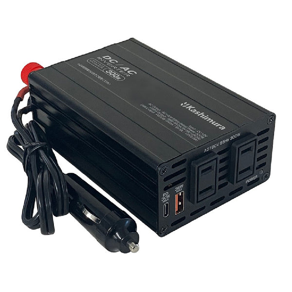 カシムラ DC/ACインバｰタｰ300W+USB-A/USB-C KD263