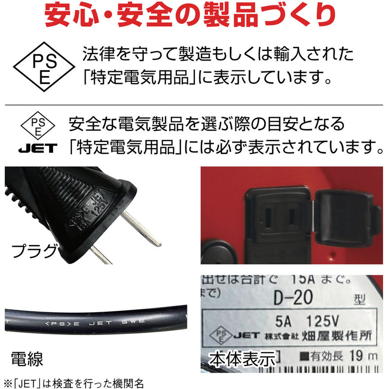 ハタヤ トクサンデーリール 単相100V 20m メーカー直送 ▼返品・キャンセル不可【他商品との同時購入不可】