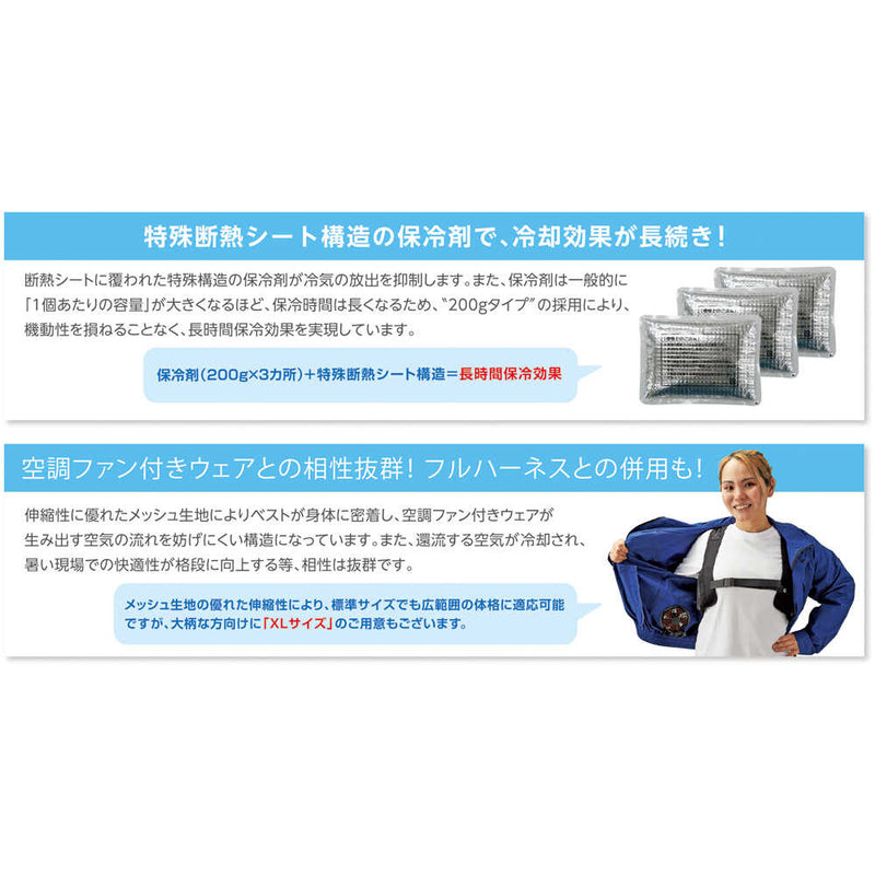 緑十字 ピタッと冷却ベスト 予備保冷剤付き ブラック フリー メーカー直送 ▼返品・キャンセル不可【他商品との同時購入不可】