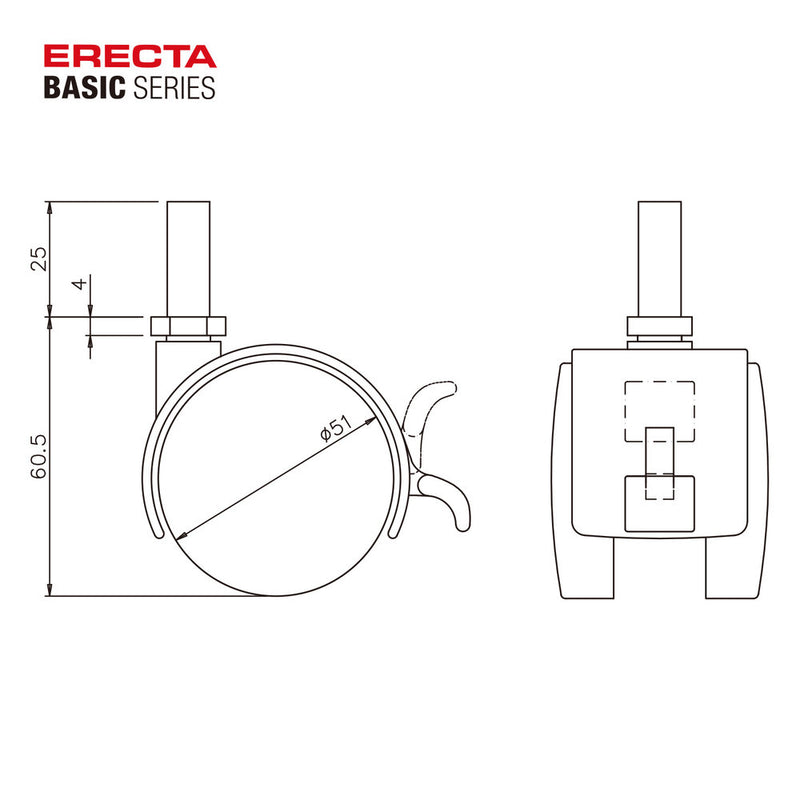 エレクター ベーシックシリーズ キャスター ストッパー付 50mm BDRS50 2個入