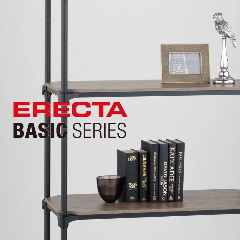 エレクター ベーシックシリーズウッドシェルフ W600xD450mm ウォールナットウッド ブラックフレーム 棚用 B1824MWB1