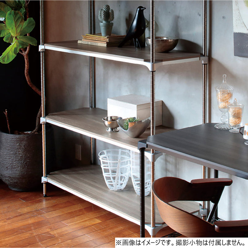 エレクター ベーシックシリーズウッドシェルフ W600xD450mm ウォールナットウッド シルバーフレーム 棚用 B1824MWS1