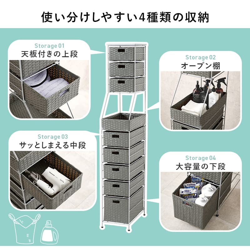 ランドリーチェスト 幅25cm RAN-2461GY メーカー直送 ▼返品・キャンセル不可【他商品との同時購入不可】