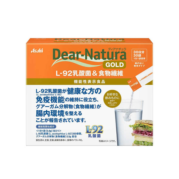 ◆Asahi Dear Natura Gold L-92 乳酸菌和膳食纤维 30 天供应量 30 袋