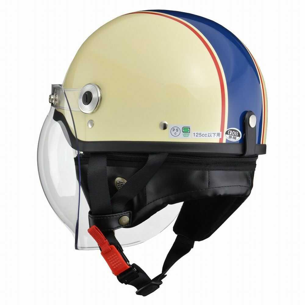 リード工業 CROSS バブルシールド付ハーフヘルメットアイボリー