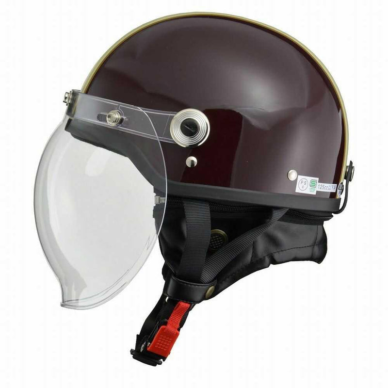 Reed Industries CROSS Half Helmet with Bubble Shield Brown x Ivory CR760 BRIV 1 piece