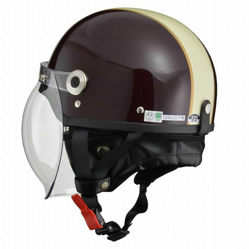 Reed Industries CROSS Half Helmet with Bubble Shield Brown x Ivory CR760 BRIV 1 piece