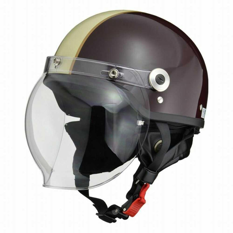 Reed Industries CROSS Half Helmet with Bubble Shield Brown x Ivory CR760 BRIV 1 piece