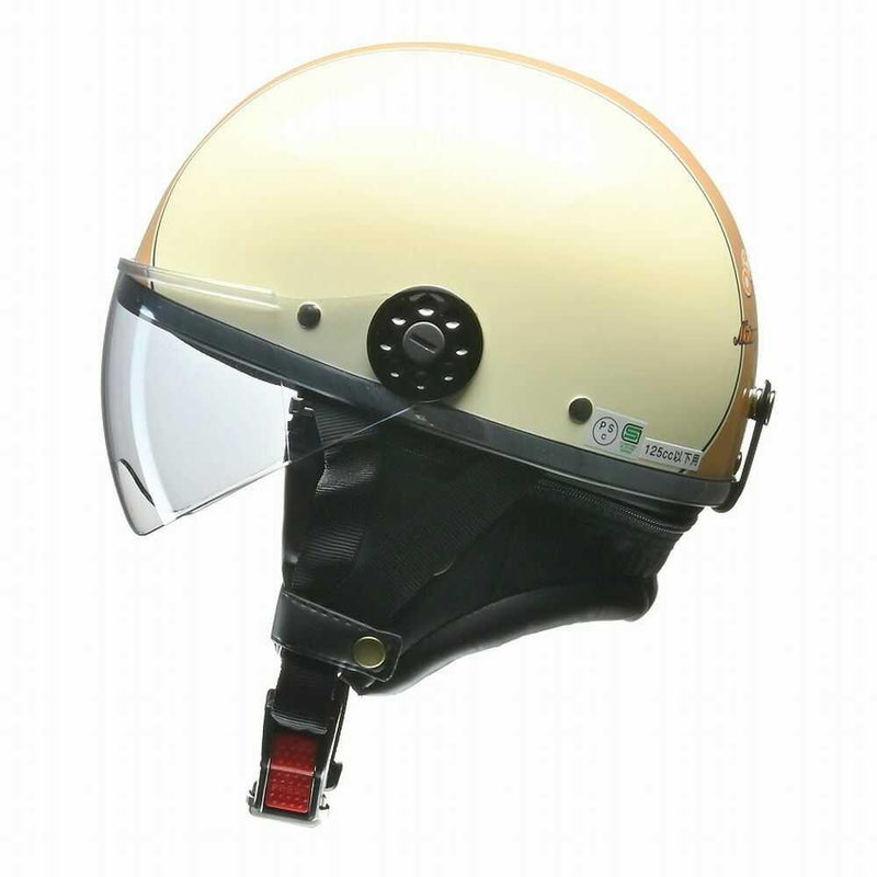 Reed Kogyo O-ONE Half Helmet with Shield Ivory x Brown OONE IVBR 1 piece