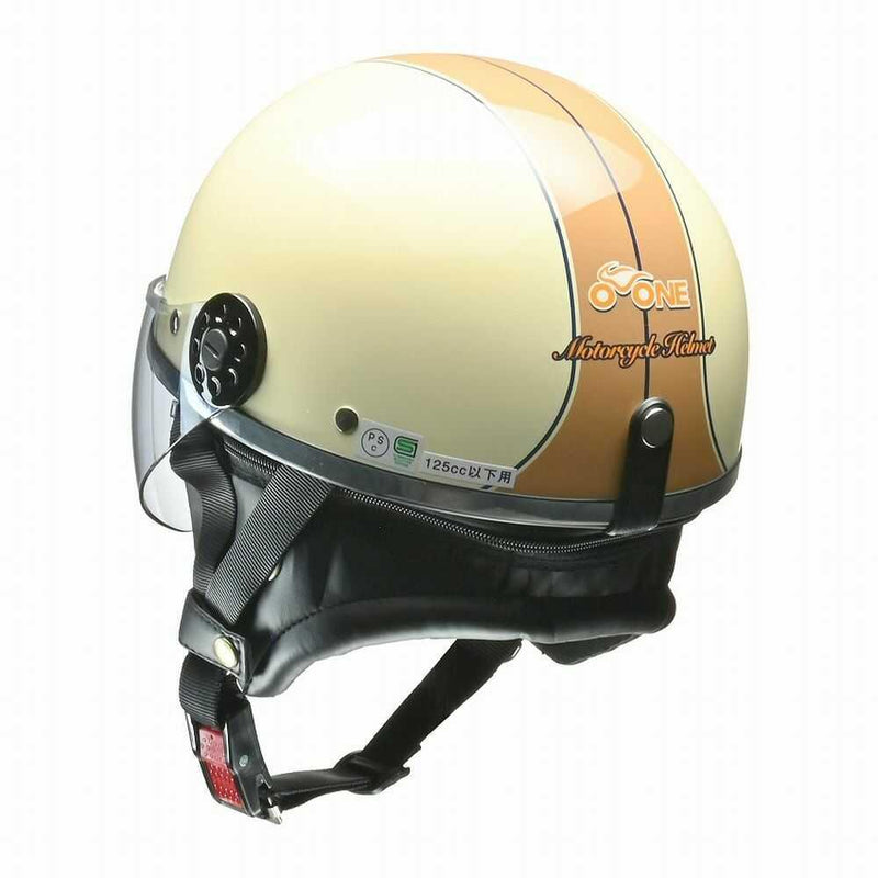 Reed Kogyo O-ONE Half Helmet with Shield Ivory x Brown OONE IVBR 1 piece