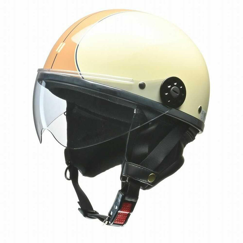 Reed Kogyo O-ONE Half Helmet with Shield Ivory x Brown OONE IVBR 1 piece