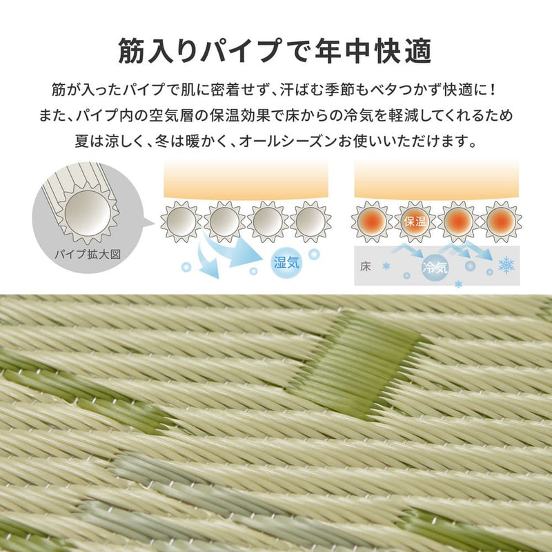 洗えるい草風カーペット やなぎ 江戸間4.5畳 グリーン メーカー直送 ▼返品・キャンセル不可【他商品との同時購入不可】