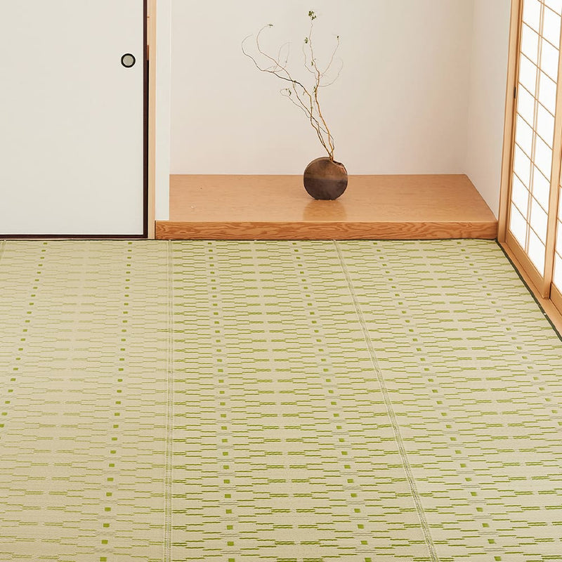 洗えるい草風カーペット やなぎ 江戸間8畳 グリーン メーカー直送 ▼返品・キャンセル不可【他商品との同時購入不可】