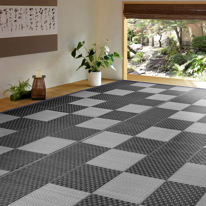 洗えるい草風カーペット 矢倉 江戸間4.5畳 グレー メーカー直送 ▼返品・キャンセル不可【他商品との同時購入不可】