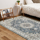 アンティーク絨毯風プリントラグ カメオ  グレー130×190  メーカー直送▼返品・キャンセル不可【他商品との同時購入不可】