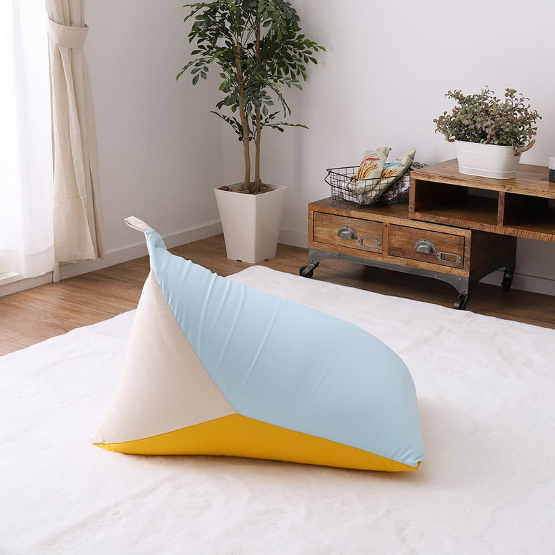 カラーが選べるリラックスビーズクッション ブルー／イエロー メーカー直送 ▼返品・キャンセル不可【他商品との同時購入不可】