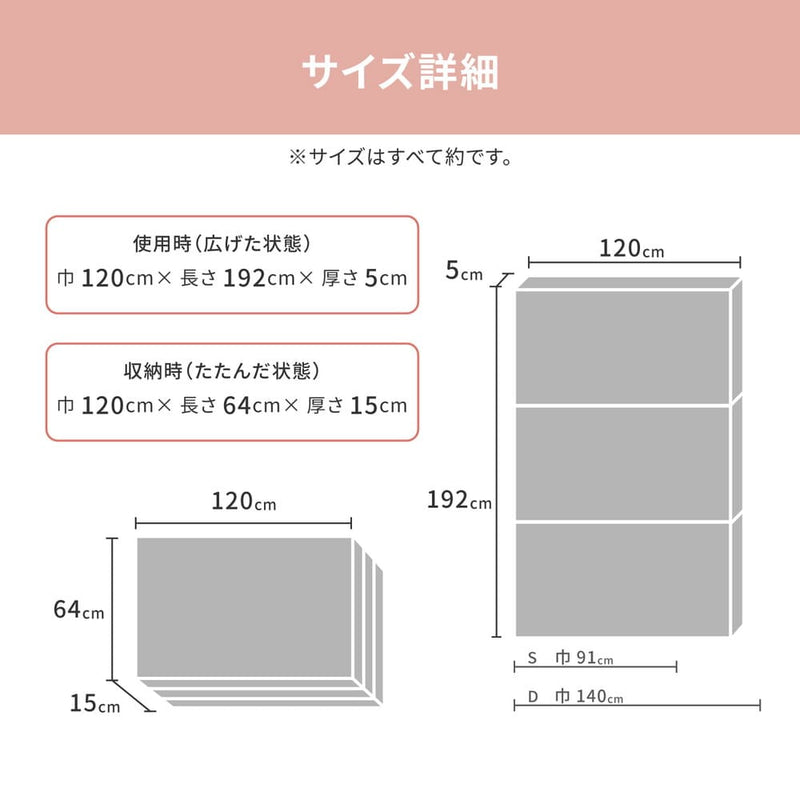 3つ折り5cmマットレス セミダブル メーカー直送 ▼返品・キャンセル不可【他商品との同時購入不可】