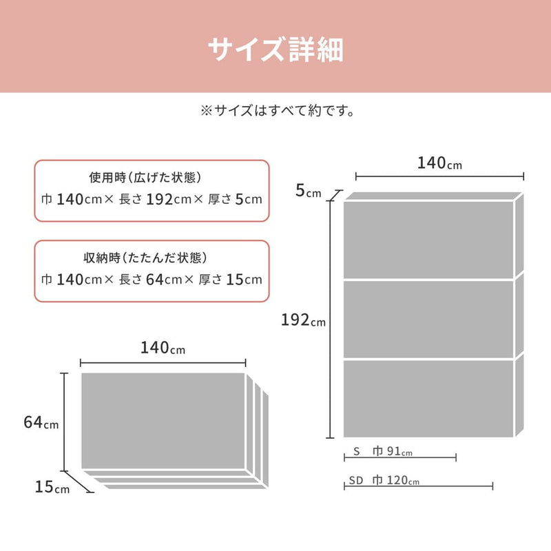 3つ折り5cmマットレス ダブル メーカー直送 ▼返品・キャンセル不可【他商品との同時購入不可】