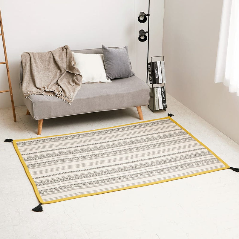洗えるインド綿ラグ すべり止め付き ブラック 130×185  メーカー直送 ▼返品・キャンセル不可【他商品との同時購入不可】