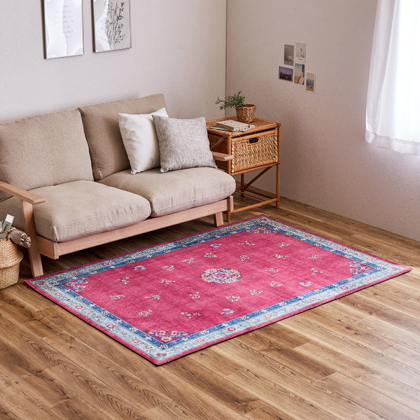 シノワズリデザインラグ ミュゲ  130×190cm ピンク メーカー直送▼返品・キャンセル不可【他商品との同時購入不可】