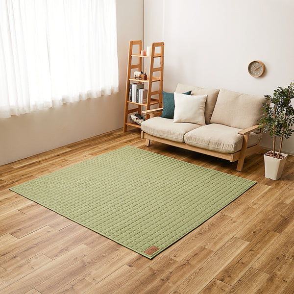 洗えるスウェットキルトラグ ココン  グリーン190×190  メーカー直送▼返品・キャンセル不可【他商品との同時購入不可】