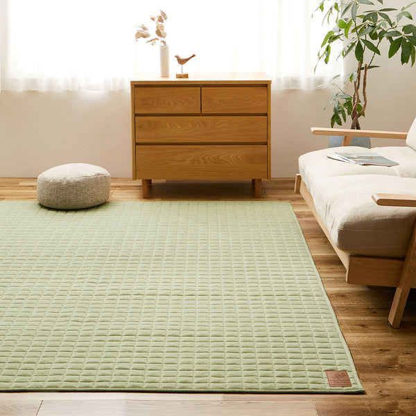 洗えるスウェットキルトラグ ココン  グリーン190×240  メーカー直送▼返品・キャンセル不可【他商品との同時購入不可】