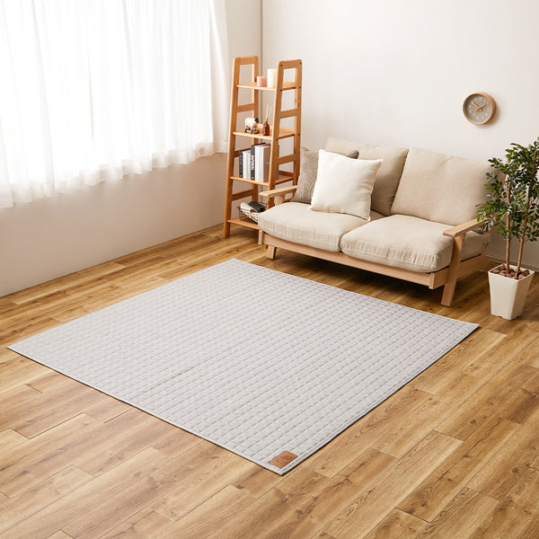 洗えるスウェットキルトラグ ココン  グレー190×190  メーカー直送▼返品・キャンセル不可【他商品との同時購入不可】