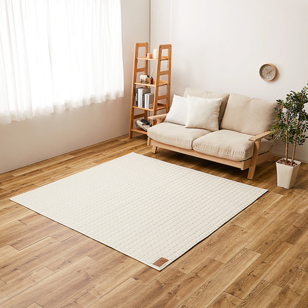 洗えるスウェットキルトラグ ココン  アイボリー190×190  メーカー直送▼返品・キャンセル不可【他商品との同時購入不可】
