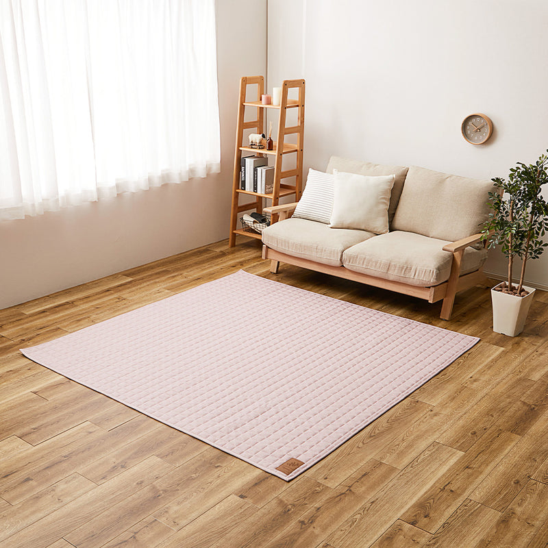 洗えるスウェットキルトラグ ココン  ピンク130×190  メーカー直送▼返品・キャンセル不可【他商品との同時購入不可】