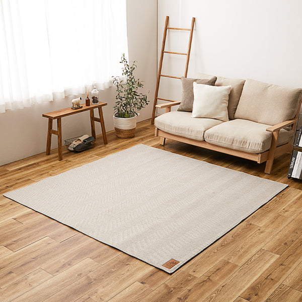洗えるヘリンボンラグ ボーナ  グレー230×230  メーカー直送▼返品・キャンセル不可【他商品との同時購入不可】