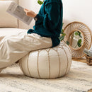 合皮のモロッカンプフ Lサイズ アイボリー メーカー直送 ▼返品・キャンセル不可【他商品との同時購入不可】