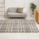 幾何学柄のウィルトン織シャギーラグ ケジャ GY 130×190cm メーカー直送 ▼返品・キャンセル不可【他商品と同時購入不可