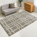 幾何学柄のウィルトン織シャギーラグ ケジャ GY 160×235cm メーカー直送 ▼返品・キャンセル不可【他商品と同時購入不可