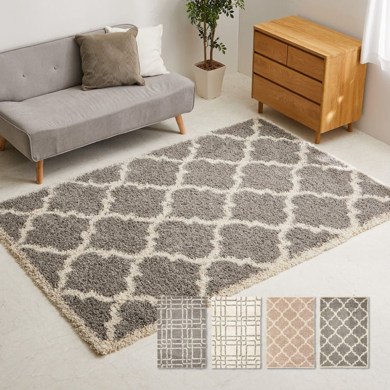 ベニワレン柄のウィルトン織シャギーラグ ラリス GY130×190 メーカー直送 ▼返品・キャンセル不可【他商品との同時購入不可