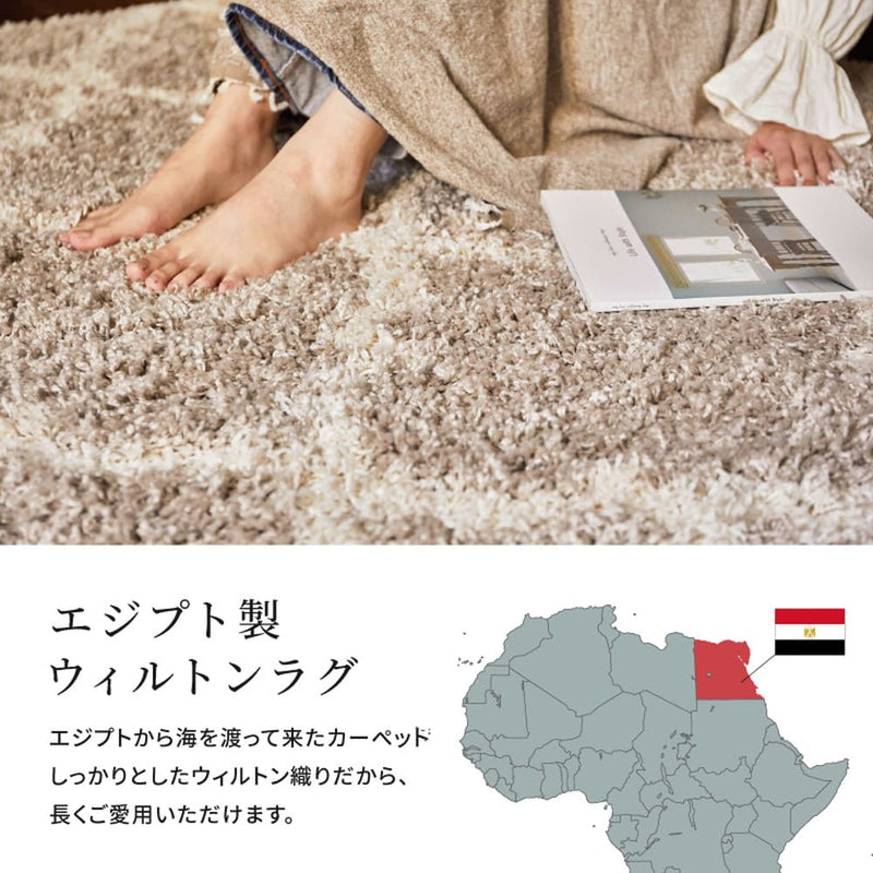 ベニワレン柄のウィルトン織シャギーラグ ラリス GY160×235 メーカー直送 ▼返品・キャンセル不可【他商品との同時購入不可