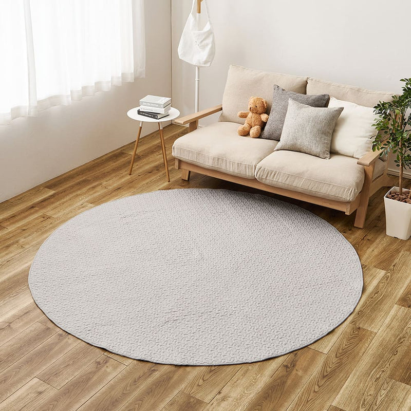 綿100％のイブルラグマット デコール 円形 グレー メーカー直送 ▼返品・キャンセル不可【他商品との同時購入不可】